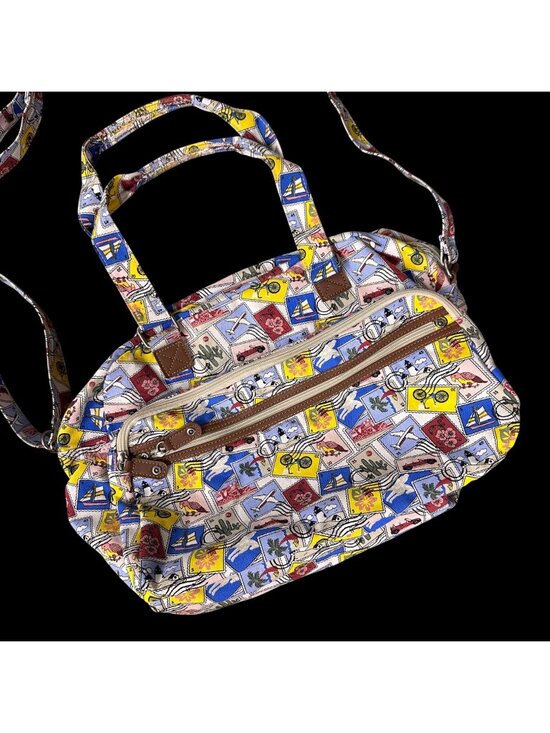 Handbags - Weekender Duffel Bag Kitschy Travel Stamp Adjustable Strap Zipper Pockets